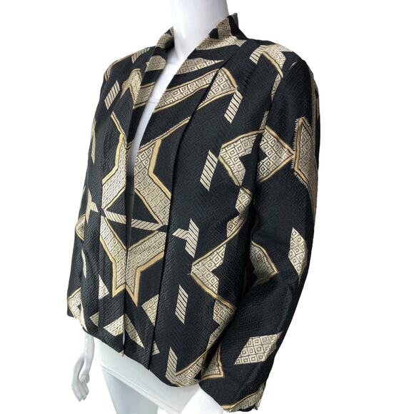 Chicos Women Size 2 US 12 Egyptian Sophisticate Persias Jacket Metallic Jacquard - Picture 5 of 16